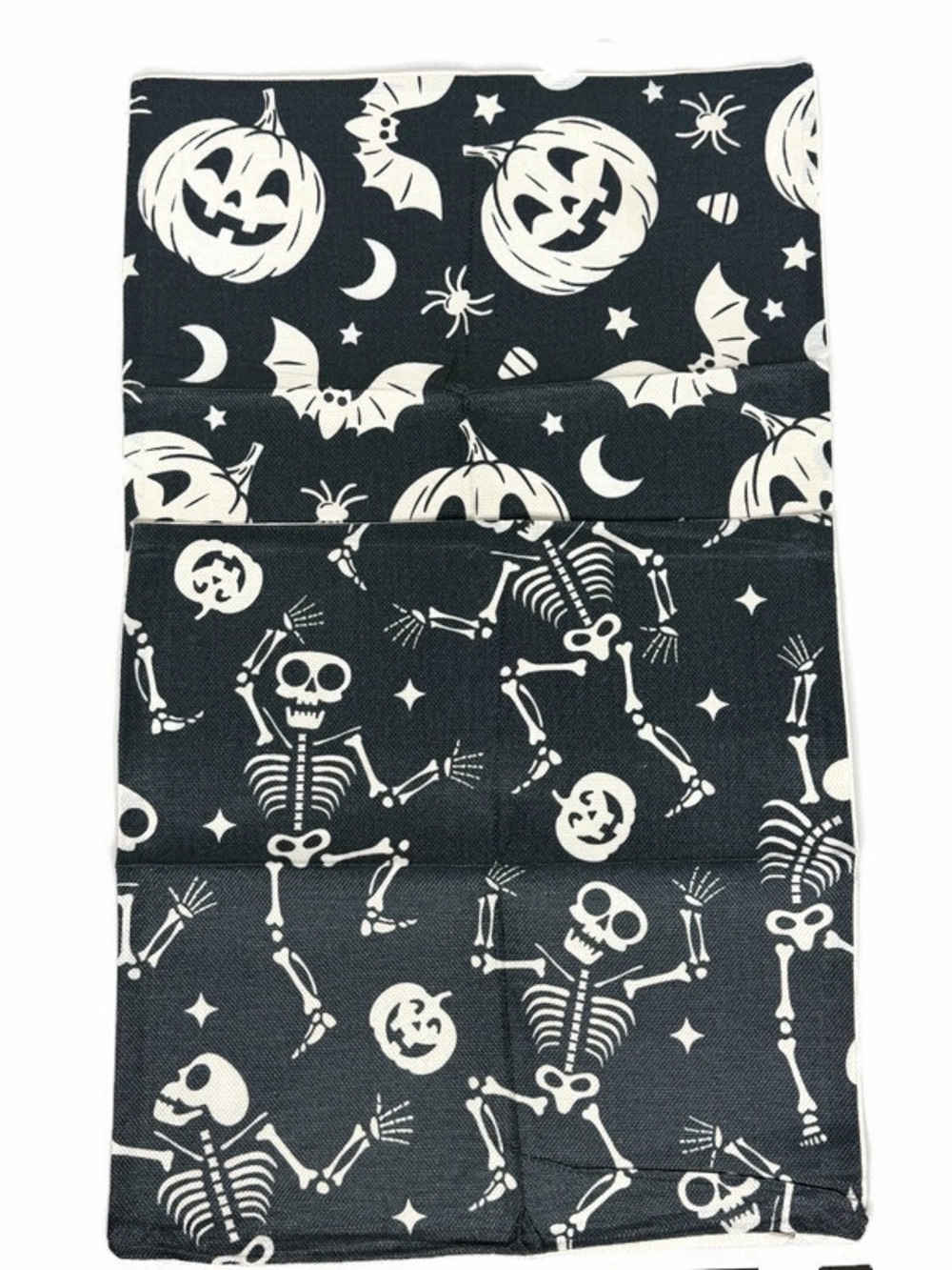 Set of 2 Black Halloween Skeleton & Pumpkin Pillowcases